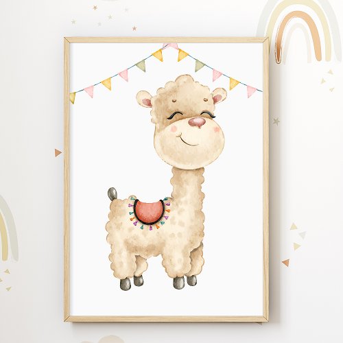 Cute Llama Nursery Poster Animal Kids Room Print