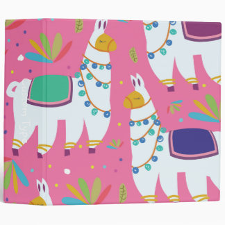 Cute Llama Pattern 3 Ring Binder