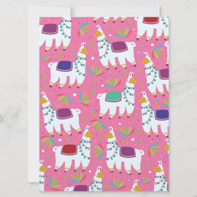 Cute Llama Pattern Invitation (Front)