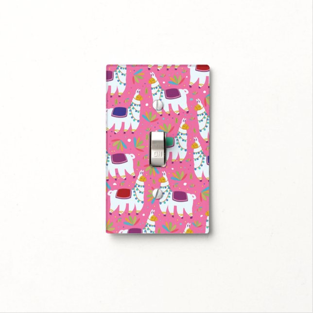 Cute Llama Pattern Light Switch Cover (In Situ)