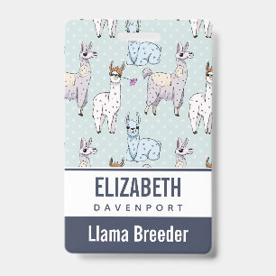 Cute Llama Pattern on Polka Dots Badge