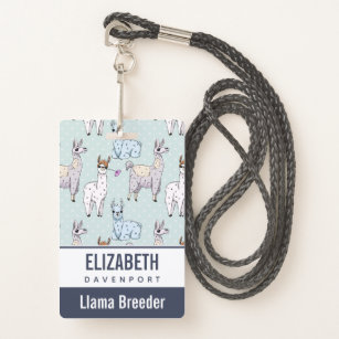 Cute Llama Pattern on Polka Dots Badge