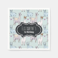 Cute Llama Pattern on Polka Dots Birthday