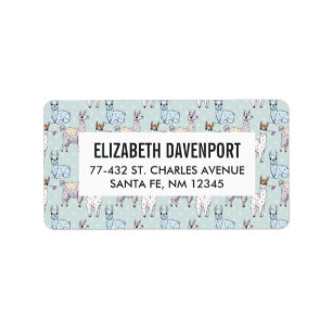Cute Llama Pattern on Polka Dots Label