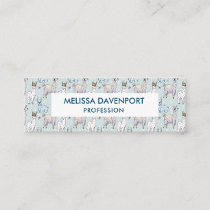 Cute Llama Pattern on Polka Dots Mini Business Card