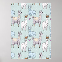 Cute Llama Pattern on Polka Dots