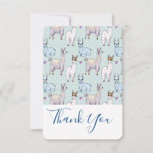 Cute Llama Pattern on Polka Dots Thank You
