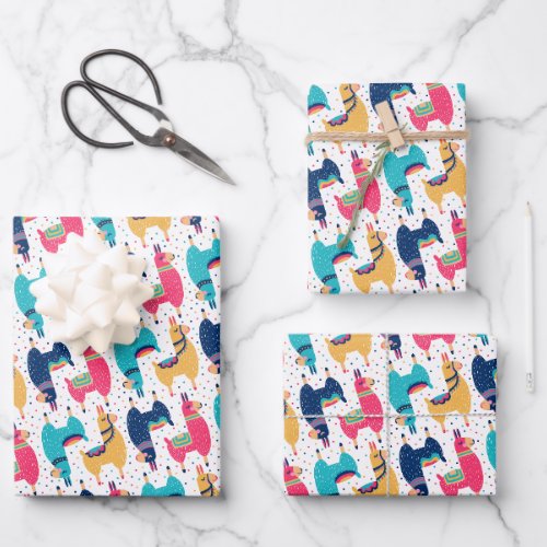 Cute Llama pattern Wrapping Paper Sheets