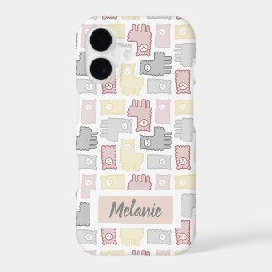 Cute Llama Personalised Puzzle Pattern iPhone 17 Case