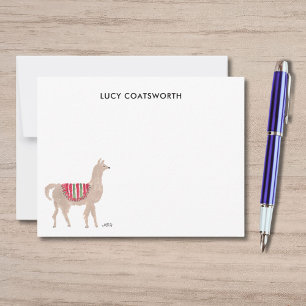 Cute Llama Personalized Boho Animal Artwork Note Card