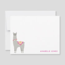 Cute Llama Personalized Flat Thank You Notes