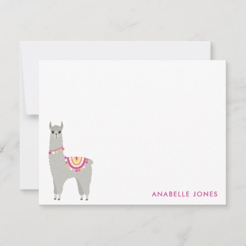 Cute Llama Personalized Flat Thank You Notes