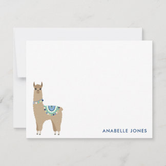 Cute Llama Personalized Flat Thank You Notes