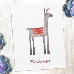 Cute Llama Personalized Note Card