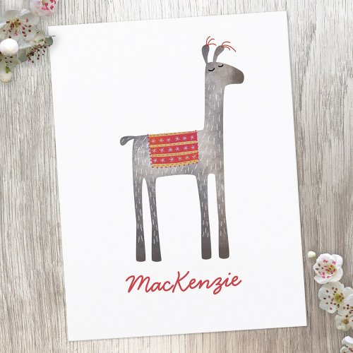 Cute Llama Personalized Postcard