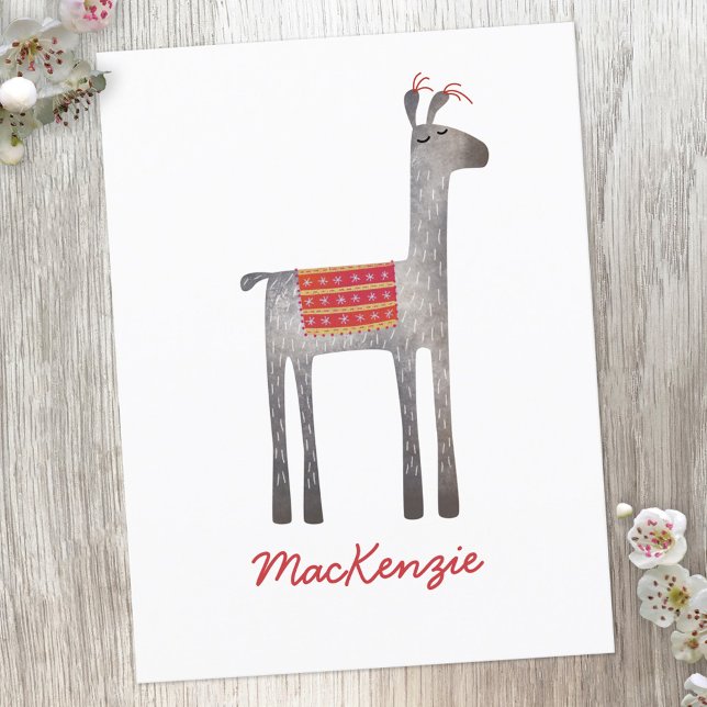 Cute Llama Personalized Postcard (Creator Uploaded)