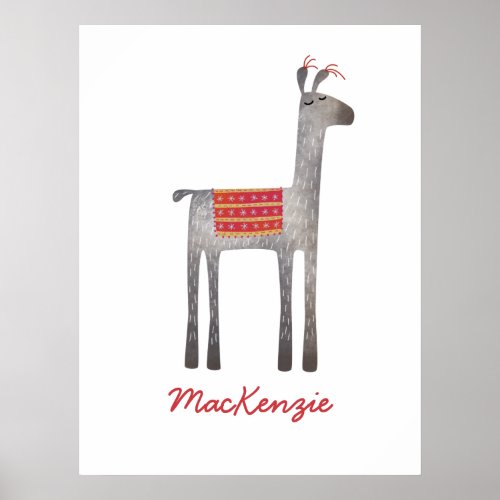 Cute Llama Personalized Poster