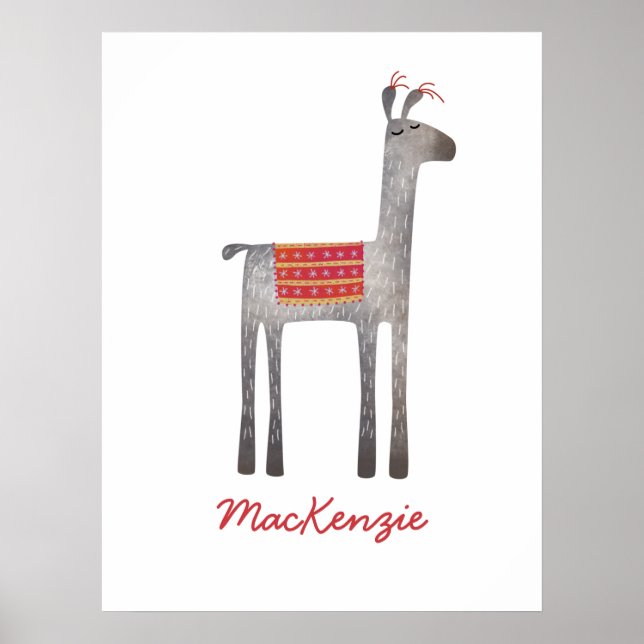 Cute Llama Personalized Poster (Front)