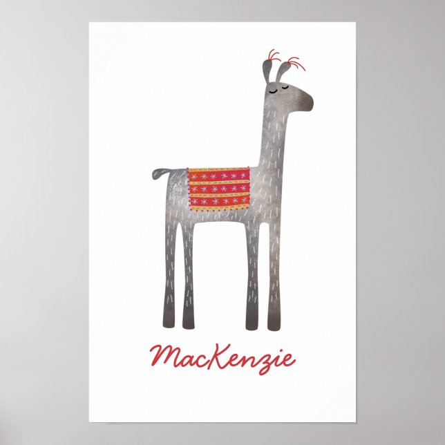 Cute Llama Personalized Poster (Front)