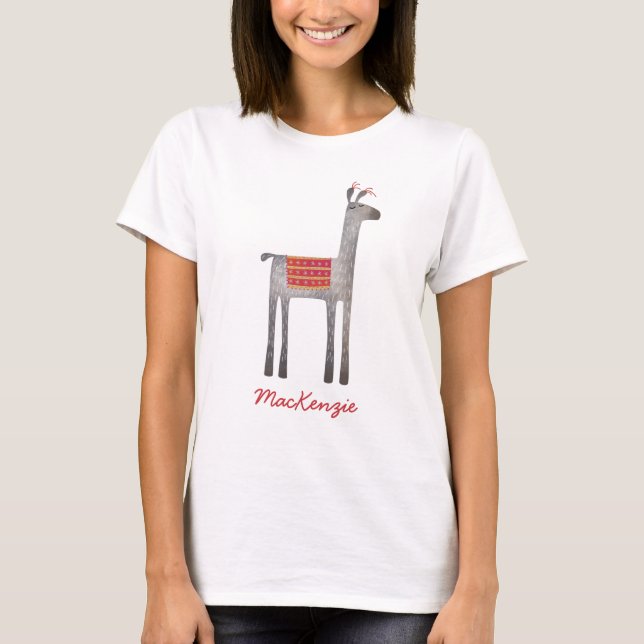 Cute Llama Personalized T-Shirt (Front)