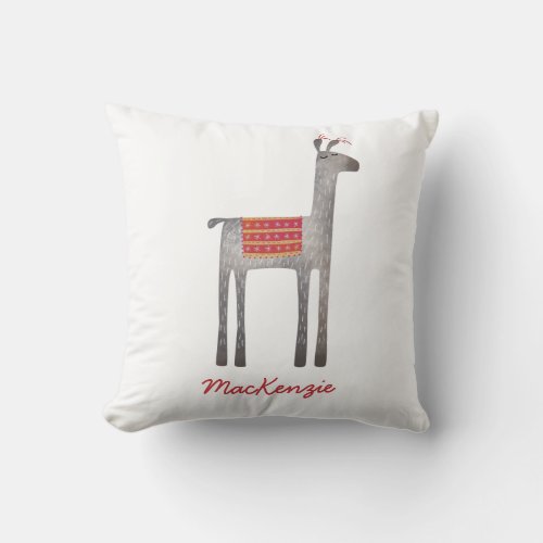 Cute Llama Personalized Throw Pillow