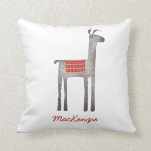 Cute Llama Personalized Throw Pillow