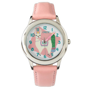 Cute Llama Pink and Teal Watch