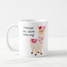Cute Llama Pink and White Valentine's Day