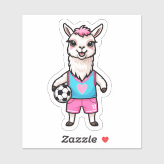 Cute Llama Playing Soccer Sticker