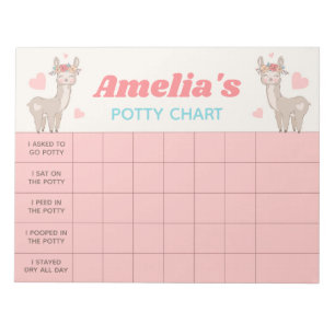 Cute Llama Potty Chart Personalized Name & Tasks Notepad