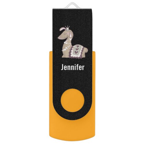 Cute Llama Princess Wearing a Crown Flash Drive