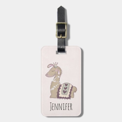 Cute Llama Princess Wearing a Crown Luggage Tag