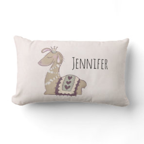 Cute Llama Princess Wearing a Crown Lumbar Pillow