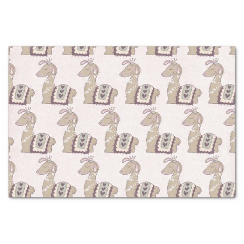 Cute Llama Princess Wearing a Crown Patterned Tissue Paper