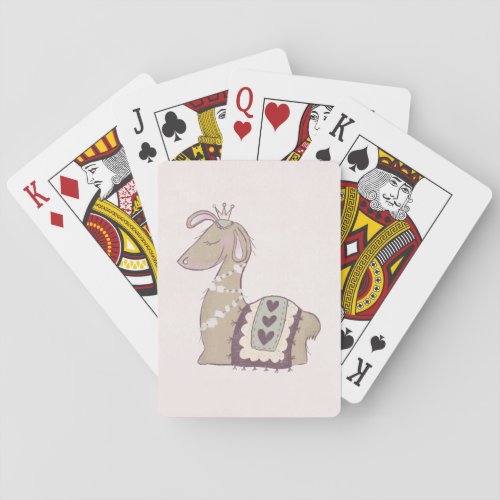 Cute Llama Princess Wearing a Crown Poker Cards