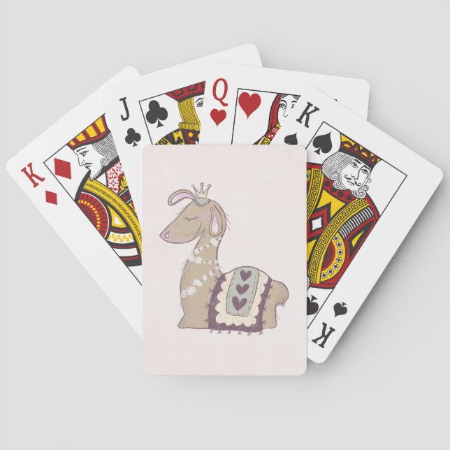 Cute Llama Princess Wearing a Crown Poker Cards (Back)