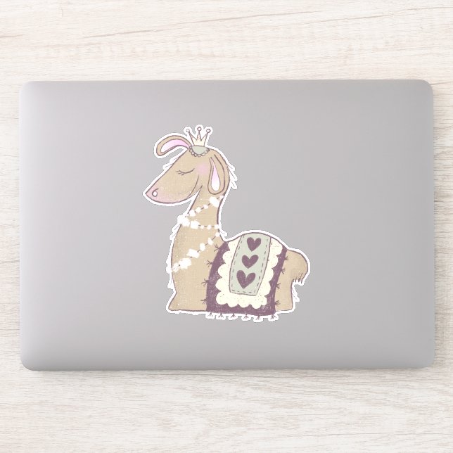 Cute Llama Princess Wearing a Crown Sticker (Computer)