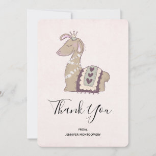 Cute Llama Princess Wearing a Crown Thank You Card
