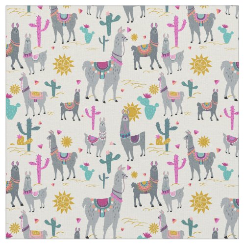 Cute Llama Print Fabric