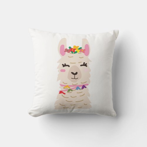 Cute Llama print Throw Pillow