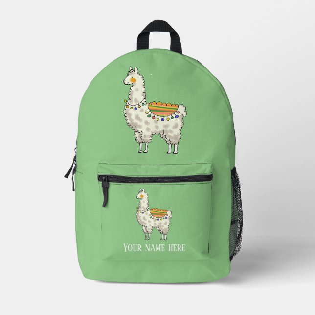 cute llama printed backpack (Front)
