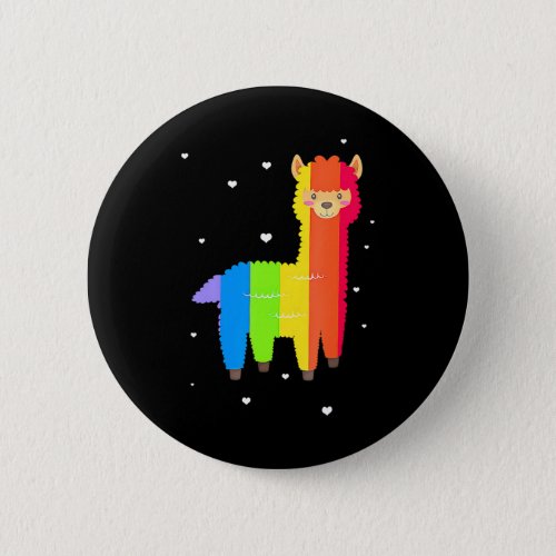 Cute Llama Rainbow LGBT LGBTQ Gay Lesbian Trans Button