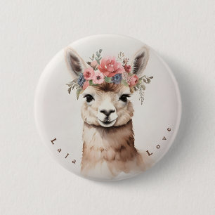 Cute Llama say Lala Love Personalized Button