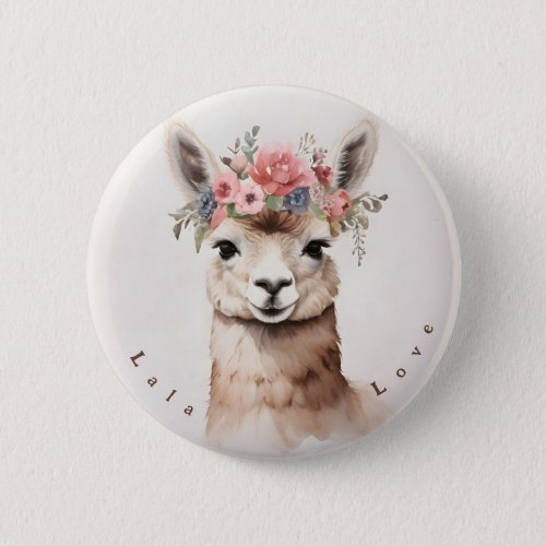 Cute Llama say Lala Love Personalized Button