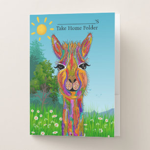 Cute Llama School Pocket Folder