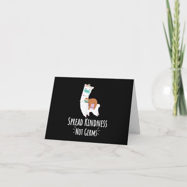 Cute Llama & Sloth With Face Mask Spread Kindness Card (Front)