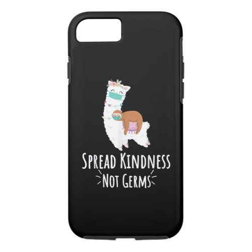 Cute Llama  Sloth With Face Mask Spread Kindness iPhone 87 Case