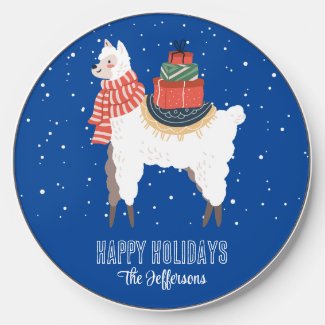 Cute Llama Snowy Winter Holiday Christmas Animal