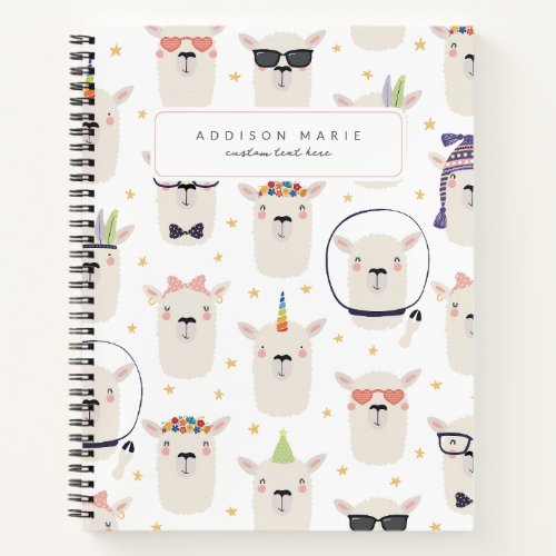 Cute Llama Spiral Notebook for Back to School