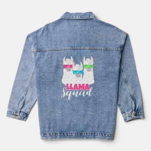 Cute Llama Squad Retro 80s Style  Denim Jacket